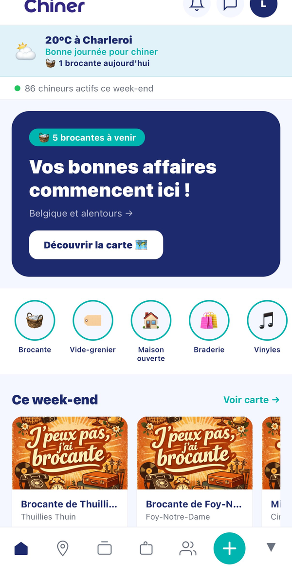 App Chiner — accueil